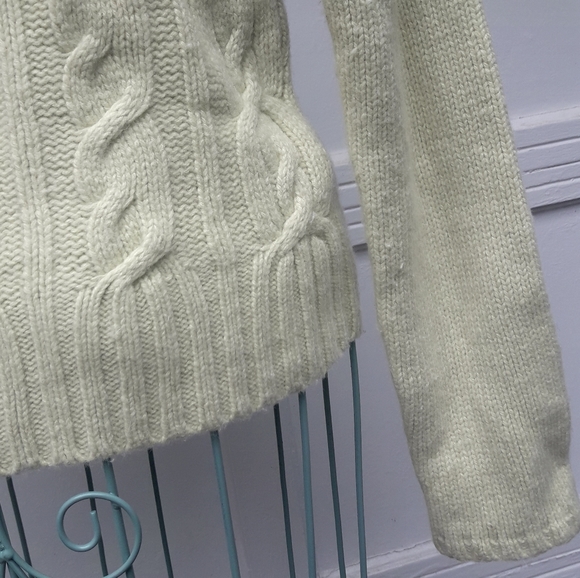 Cashmere Wool Angora Sweater Cable Knit Lt Green S - Picture 7 of 17